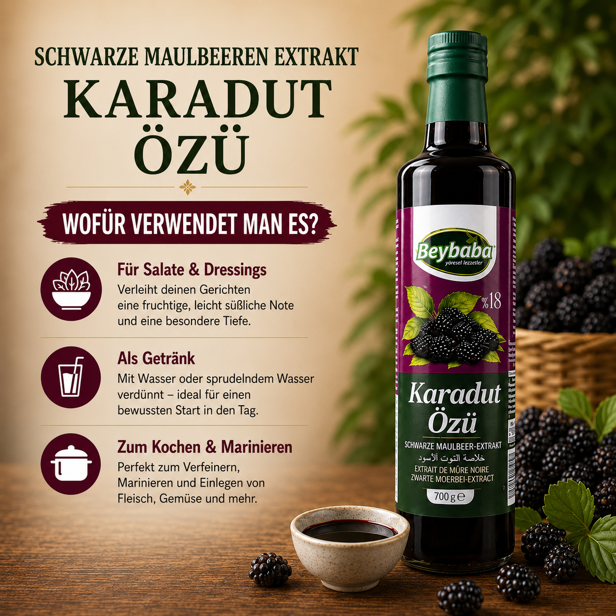 Schwarze Maulbeeren Extrakt (Karadut Özü) - Beybaba - 700g - Ohne Zusatzstoffe