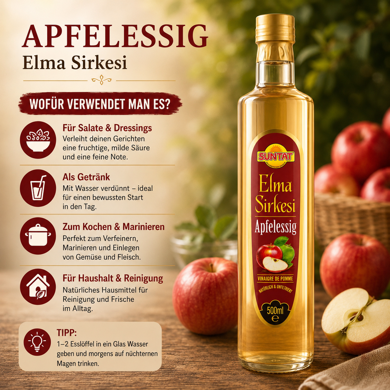 Apfelessig (Elma Sirkesi) - Suntat - 500 ml
