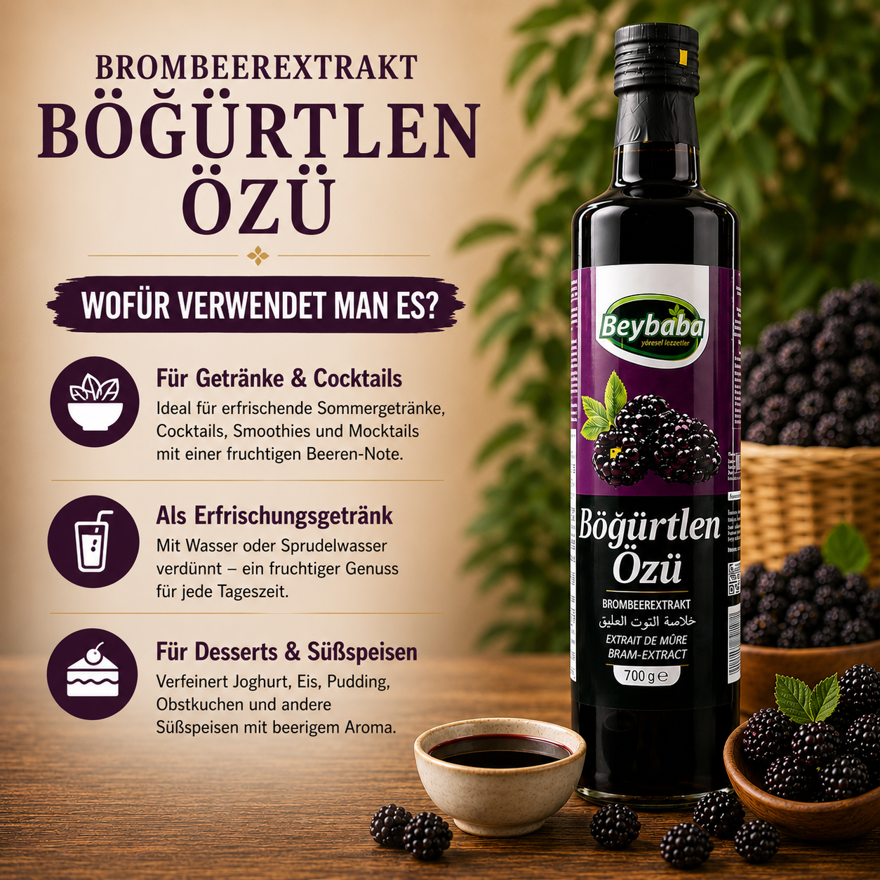 Brombeer Extrakt (Bögürtlen Özü) - Beybaba -700 g – Ohne Zusatzstoffe