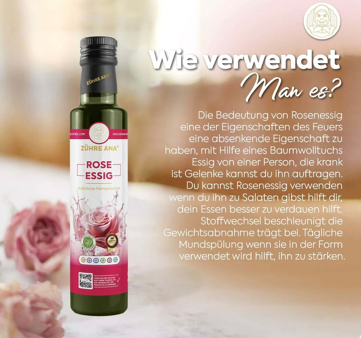 Rosenessig (Gül Sirkesi) – Zühre Ana – 500 ml