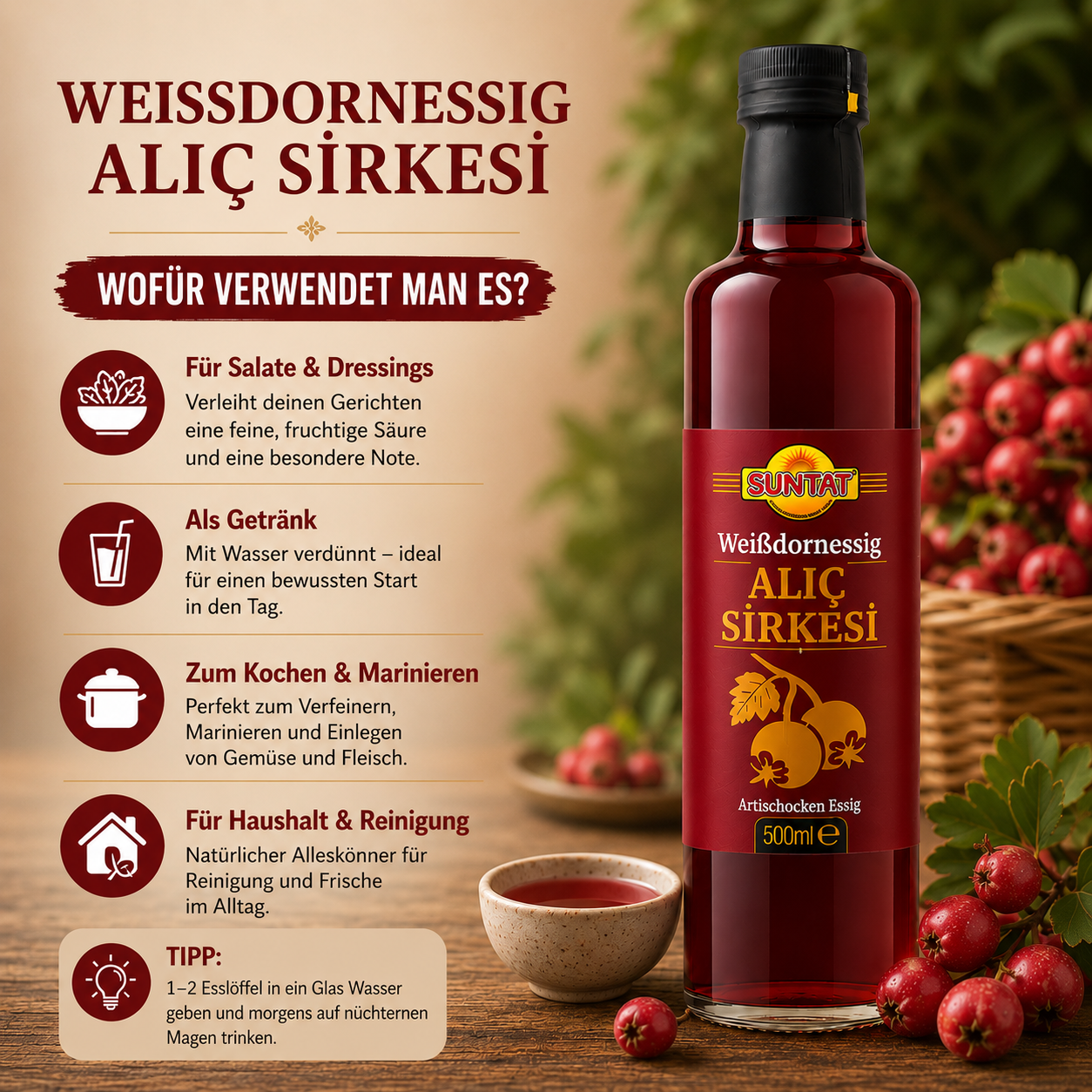 Weißdornessig (Alic Sirkesi) - Suntat - 500 ml
