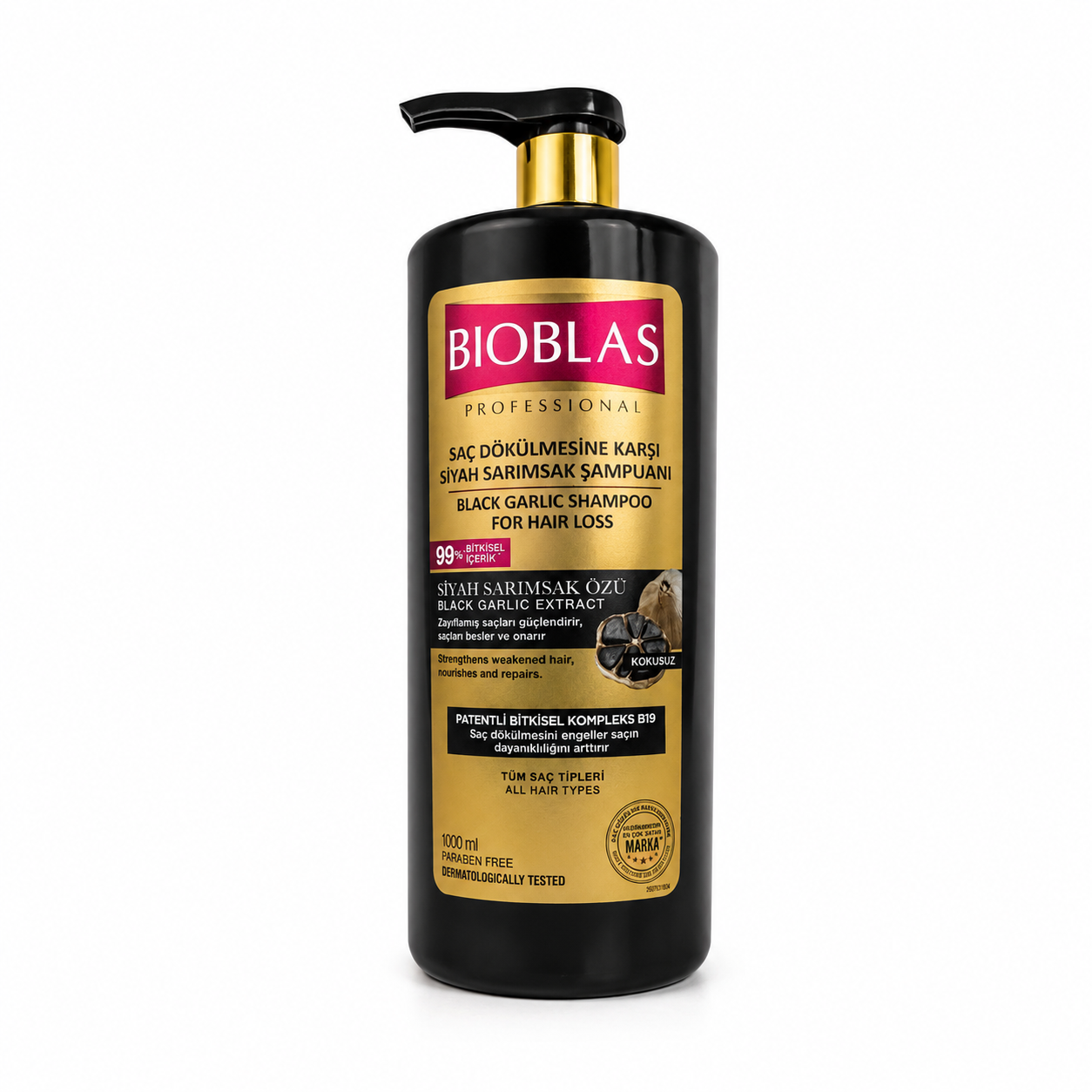 Bioblas Black Garlic Shampoo 1000 ml | 99 % natürliche Inhaltsstoffe