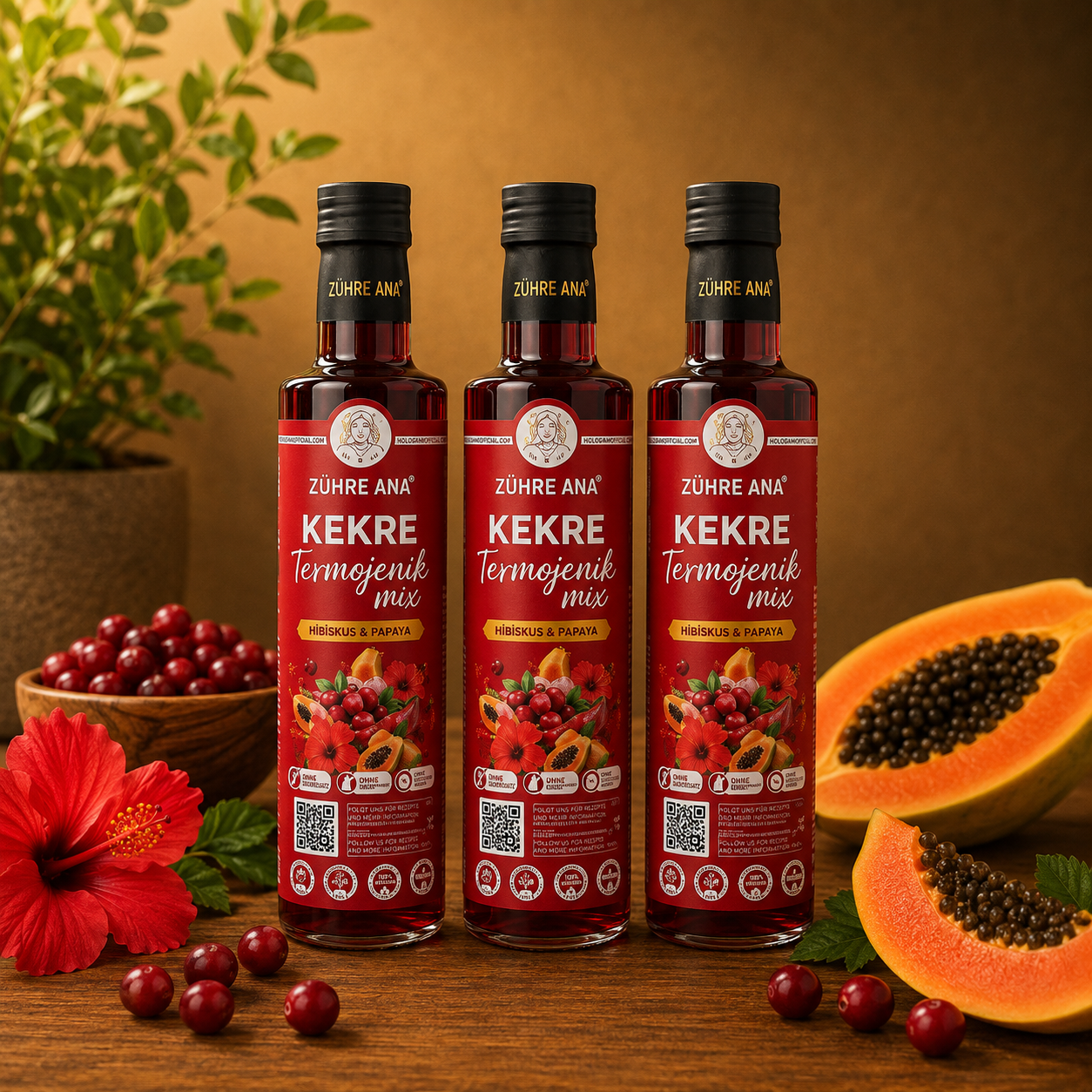 Kekre Termojenik Mix Hibiscus & Papaya 3-Set - Zühre Ana - 3x 250 ml
