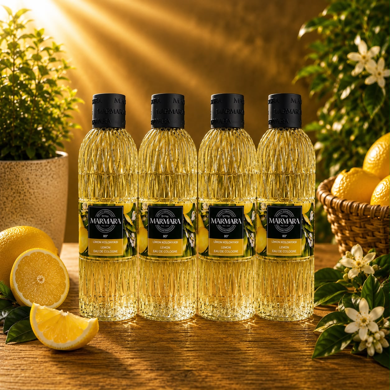 Kolonya Kölnisches Wasser Zitrone 80°4er-Set - Marmara - 4x 400 ml