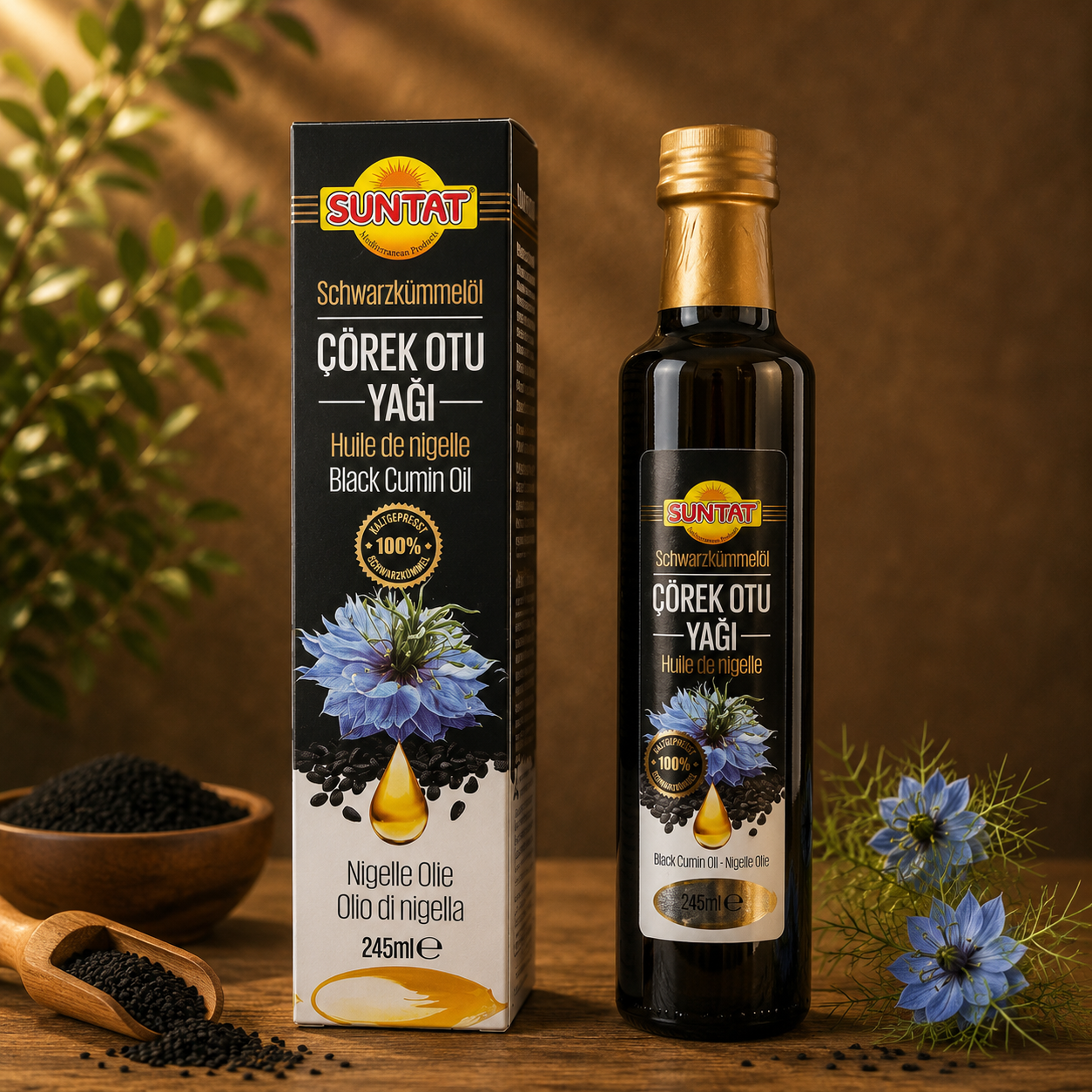 Suntat Schwarzkümmelöl 245 ml – 100% Kaltgepresst