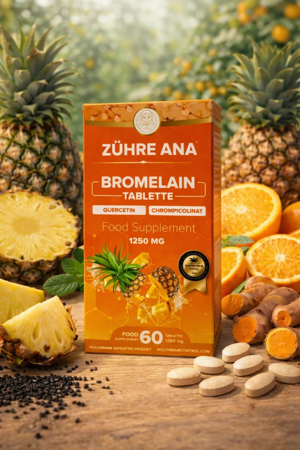 Zühre Ana Bromelain Tabletten mit Ananas geschmack - 60 Kapseln - Naturnaturia