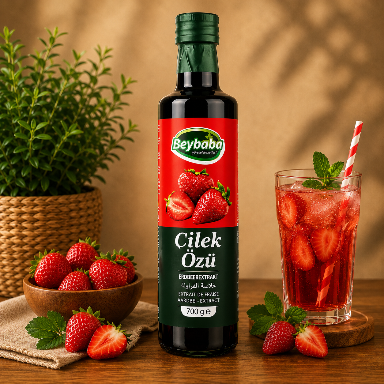 Beybaba Erdbeerkonzentrat (Cilek Özü) 700 g – Natürlich