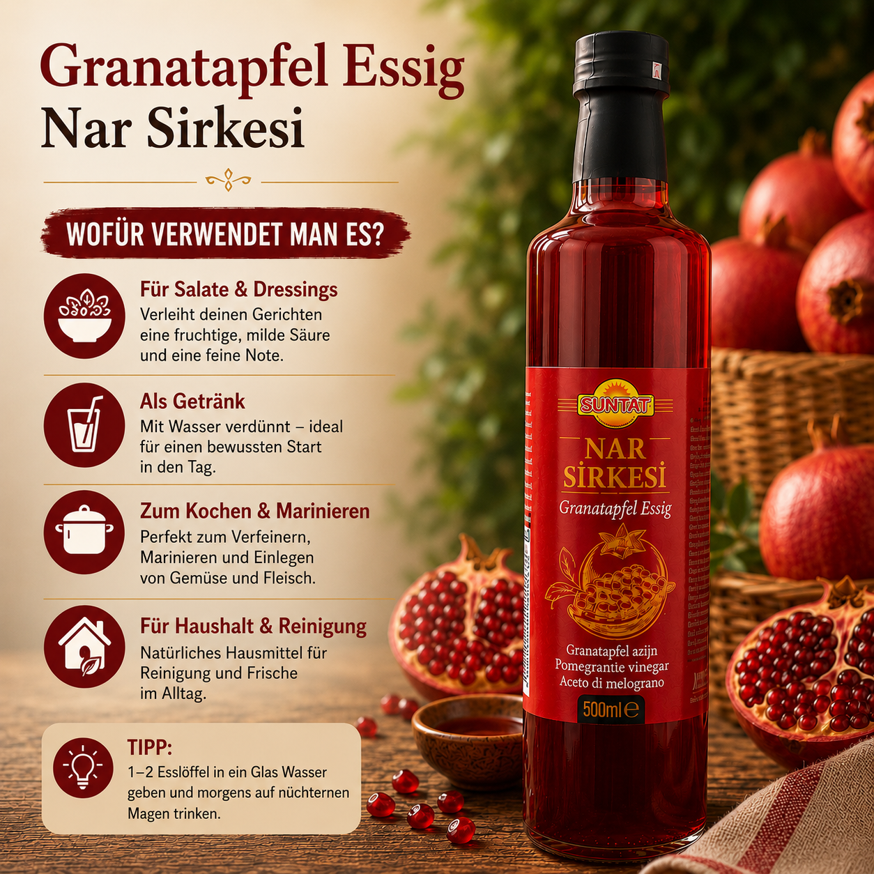 Granatapfelessig (Nar Sirkesi) - Suntat - 500 ml