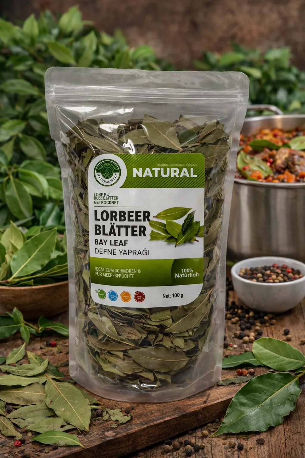 Natural Welt Lorbeer Blätter 100% natürlich - 100g - Naturnaturia