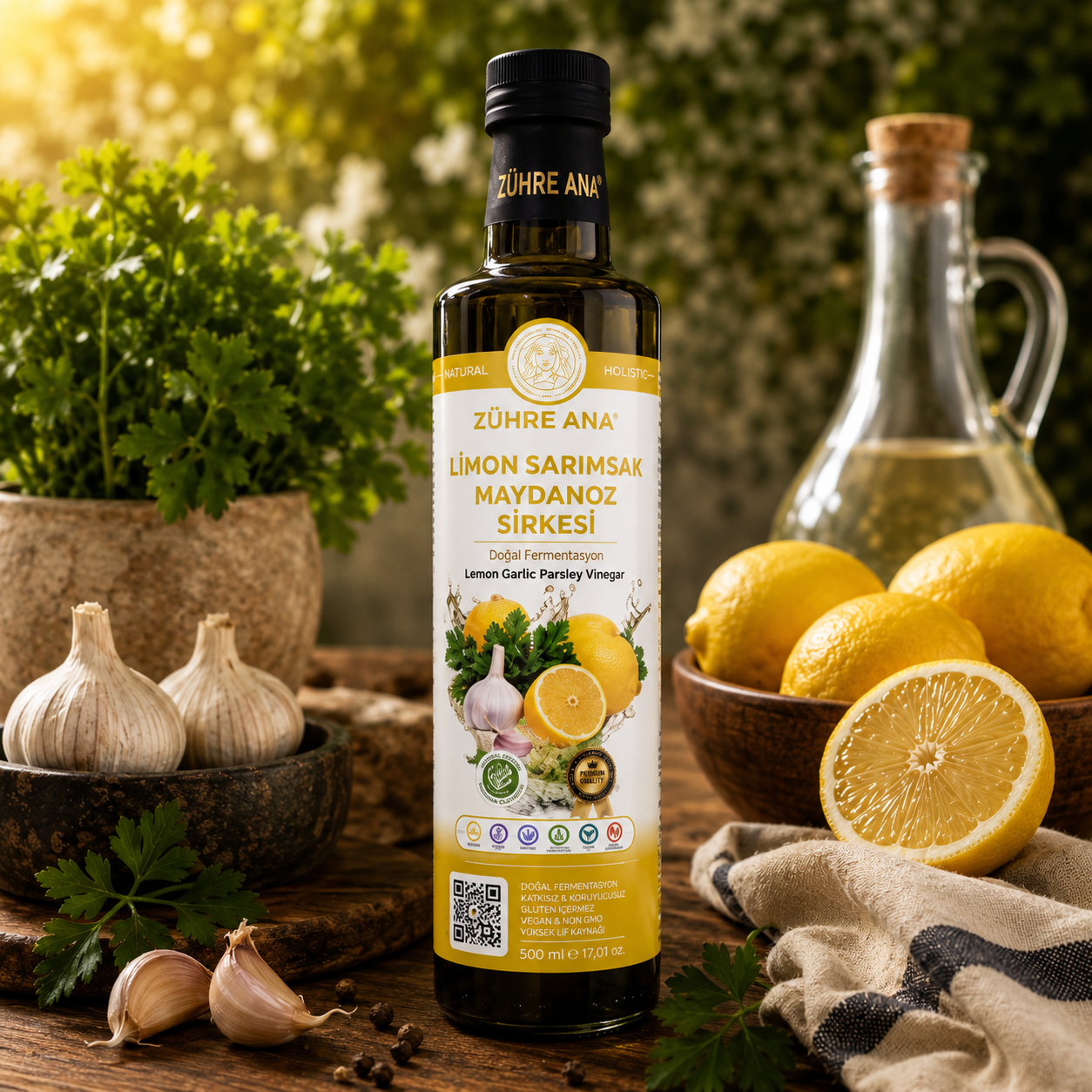 Zühre Ana Zitrone, Knoblauch & Petersilie Essig 500 ml – Limon Sarımsak Maydanoz Sirkesi