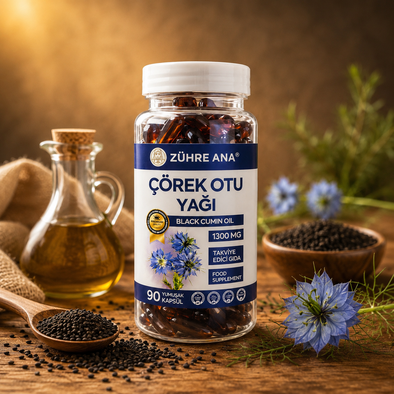 Schwarzkümmelöl Kapseln (Çörek Otu Yağı) – Zühre Ana – 90 Kapseln – 1300 mg hochdosiert