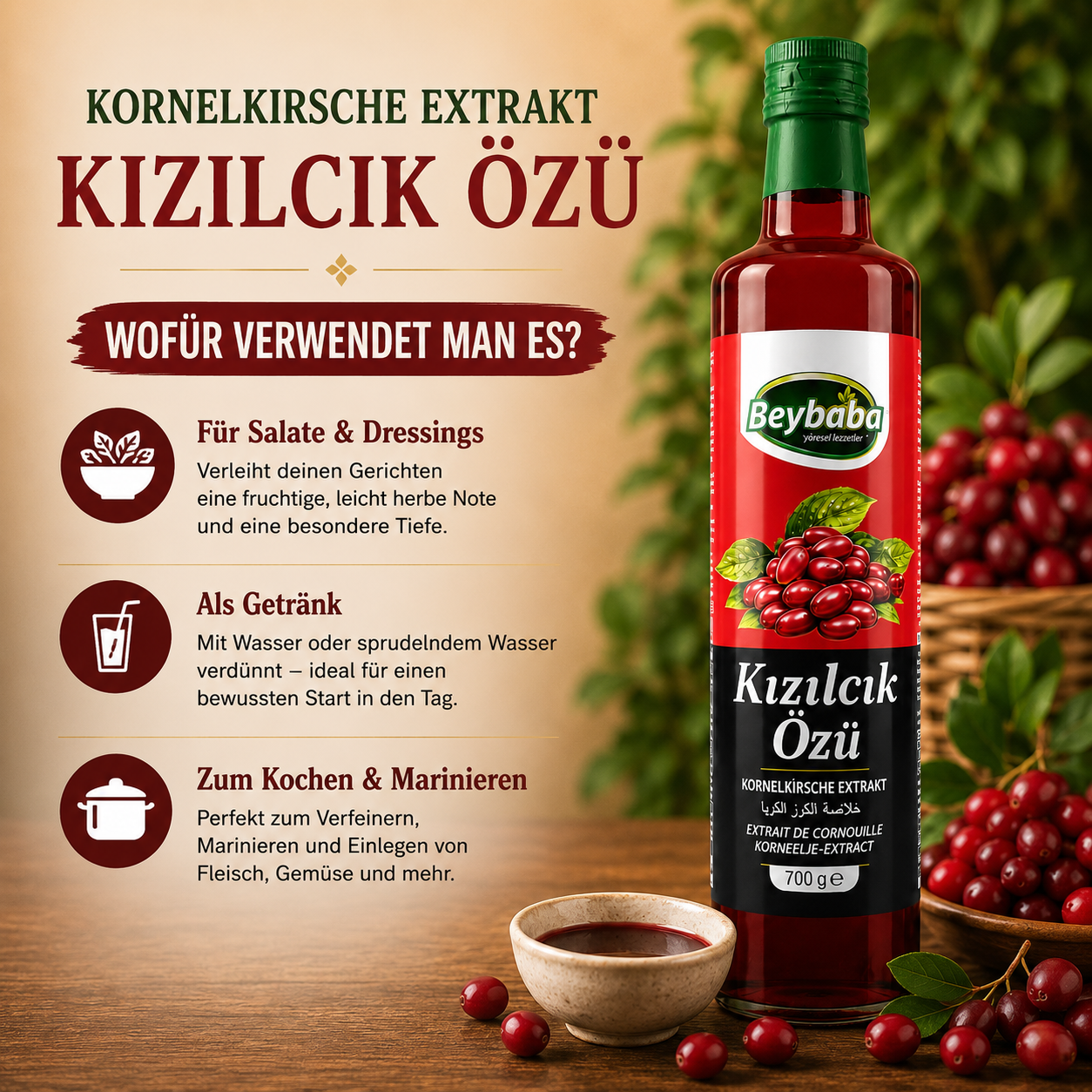 Kornelkirschen Extrakt (Kizilcik Özü ) - Beybaba - 700 g