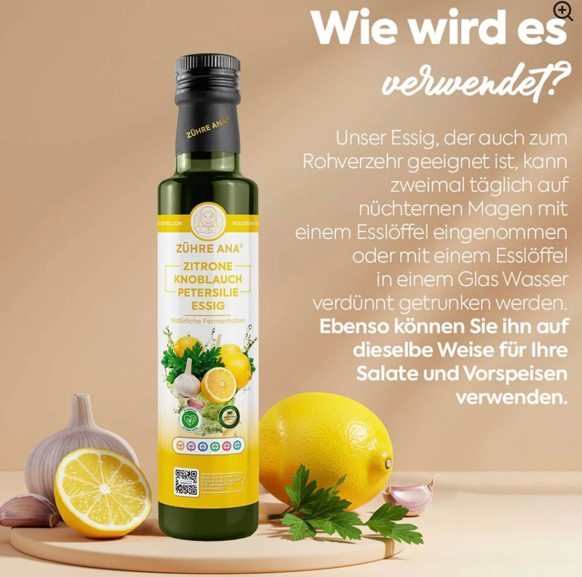 Zitrone, Knoblauch & Petersilie Essig – Zühre Ana – 500 ml