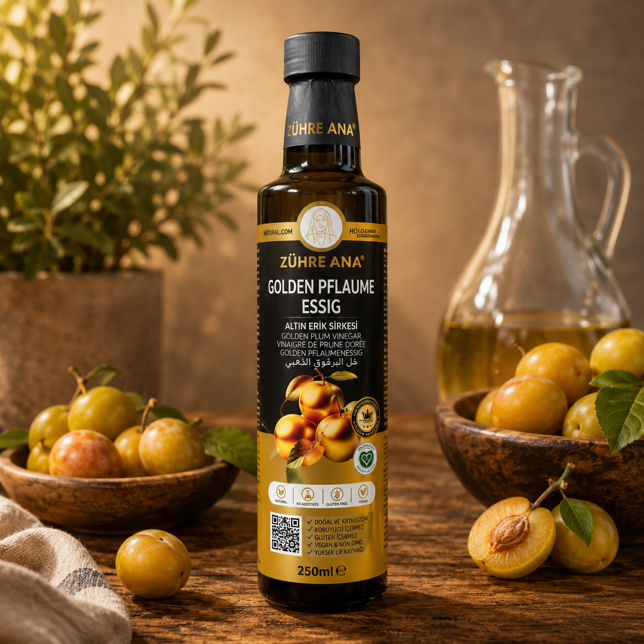 Zühre Ana Altın Erik Sirkesi (Gold-Pflaumenessig) 250 ml – Traditioneller Fruchtessig