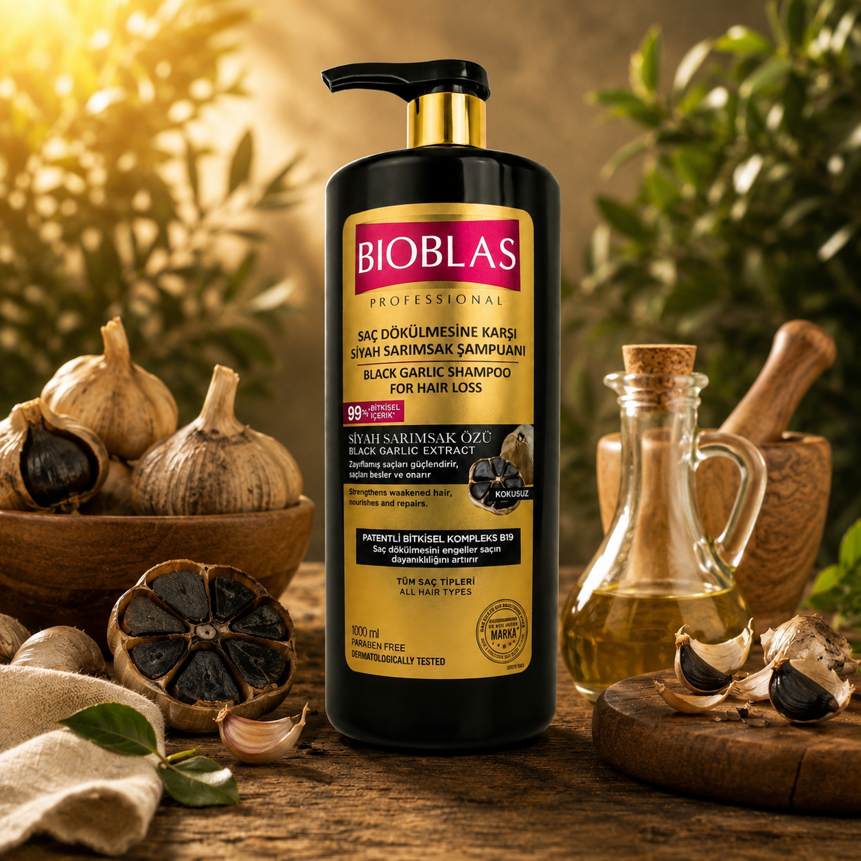 Bioblas Black Garlic Shampoo 1000 ml | 99 % natürliche Inhaltsstoffe