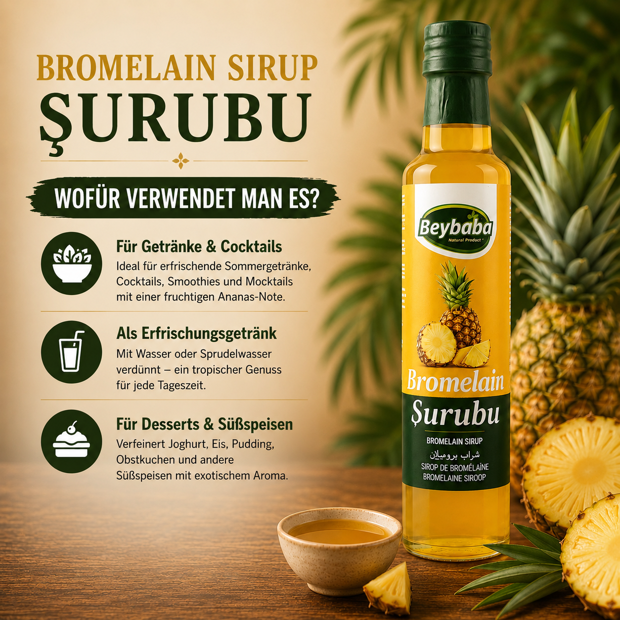 Bromelain Sirup (Bromelain Surubu) - Beybaba - 250 ml – mit Ananasenzym