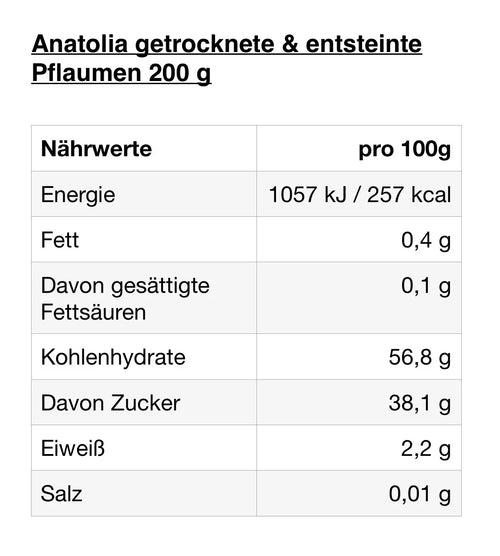 Anatolia getrocknete & entsteinte Pflaumen - Naturnaturia