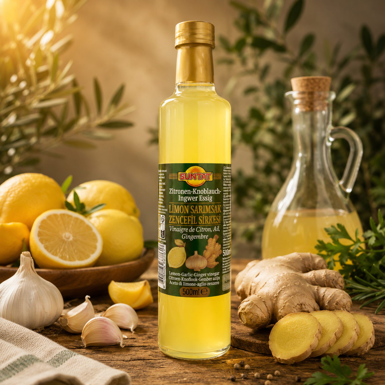 Suntat Limon Sarmisak Zencefil Sirkesi (Zitrone, Knoblauch & Ingwer Essig) 500 ml – Kräuteressig