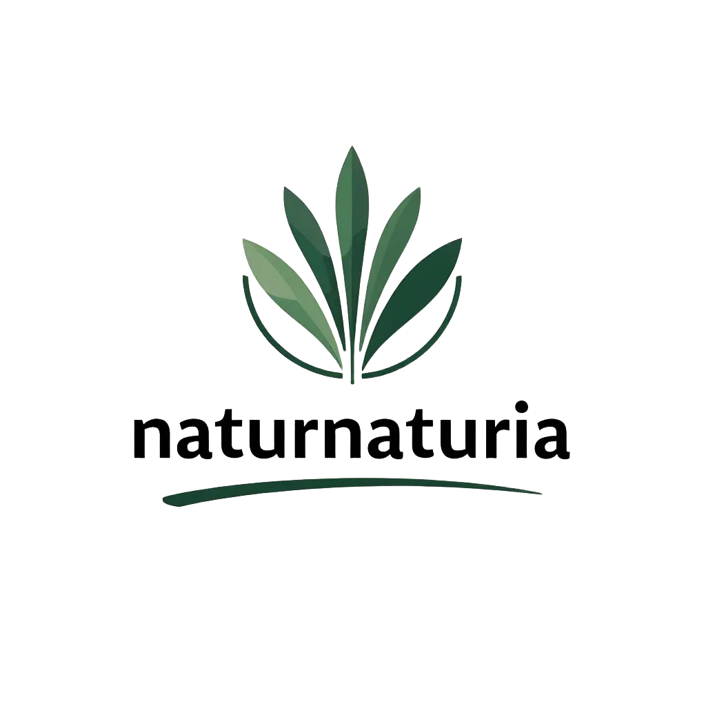 Naturnaturia Logo mit grünen Blättern und natürlichen Produkten für Wohlbefinden